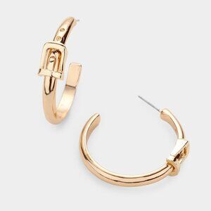 🆕 Belt Buckle Detail Gold Hoops